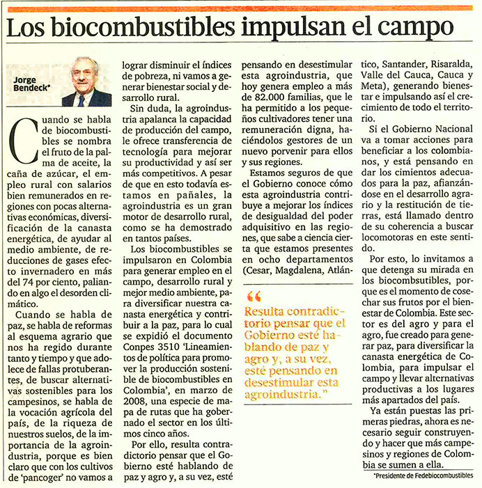 Los biocombustibles impulsan el campo