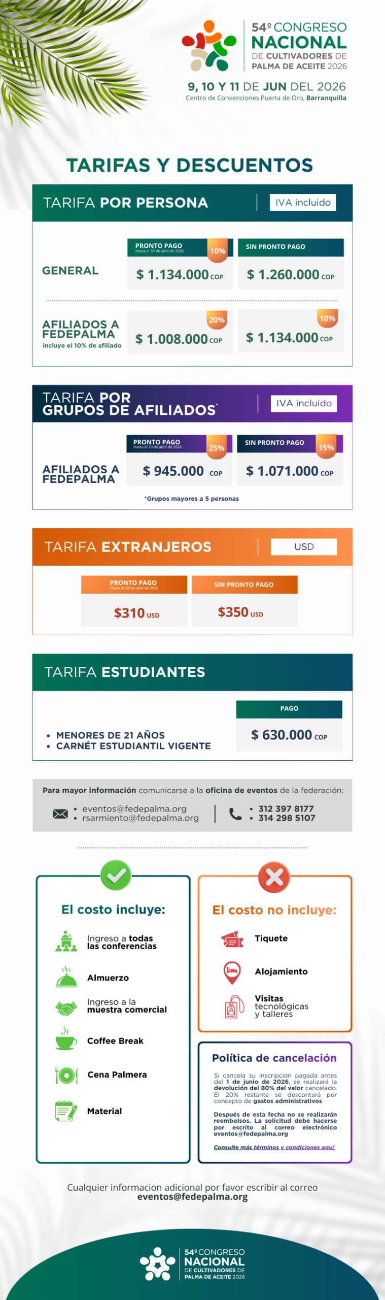 Tarifas 54 congreso palmero