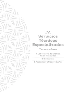 Portada de la Sección IV: "Servicios Técnicos Especializados Tecnopalma"