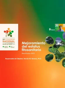 Diapositiva de presentación del "52° Congreso Nacional de Cultivadores de Palma de Aceite 2024" con el título "Mejoramiento del estatus fitosanitario - Resultados 2023".