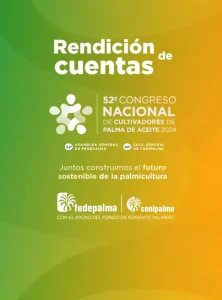 Página de "Rendición de Cuentas" que promociona el 52° Congreso Nacional de Cultivadores de Palma de Aceite 2024.