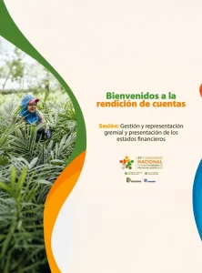 Portada: 'Bienvenidos a la rendición de cuentas'. Sesión sobre 'Gestión gremial y presentación de los estados financieros'